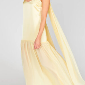 Solid-color Chiffon And Satin Patchwork Slip Dress
