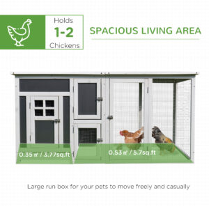 PawHut 63 Outdoor Chicken Coop Wooden, Chicken Cage With Run Area, Nesting Box, Hen House With Waterproof Roof, Removable Tray