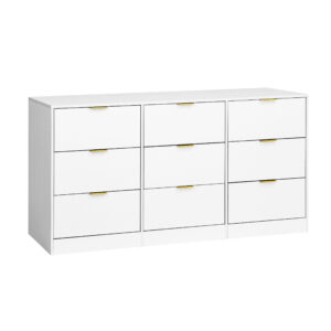 White 9 Drawer Dresser, 63 Large Deep Chest Of Drawers, Wooden Dresser Storage Cabinet With 9 Drawers For Bedroom, Long Dressers For Living Room, Hallway