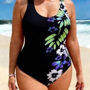 Plus-size Figure-flattering Racing Swimsuit