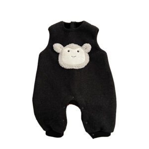 AutumnWinter Fleece-Lined Hooded Jumpsuit With Shoulder Straps