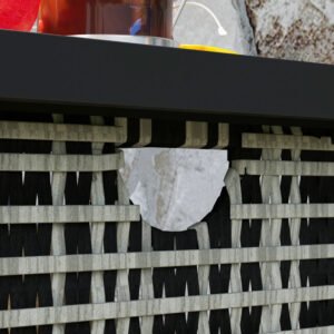 Outdoor Pool Towel Storage Cabinet Organizer, Outdoor Bar Table With Shelf And Cabinet, Pool Towel Holder Pool Valet With Weather-Resistant PE Rattan And Steel Frame, Mixed-Gray