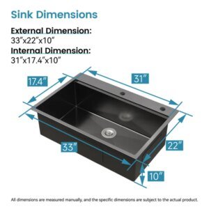 Stainless Steel Kitchen Sink, 33'x22' Single Bowl, Overmount Handmade Sink In Black, With Cutting Board, Colander-Unable Ship Weekends, TK And TEMU Only For Pickup