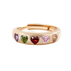 Fashionable Heart-Shaped Zircon Copper-Inlaid Ring