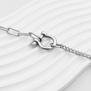 Titanium Steel Horseshoe Clasp Spliced Necklace, Mens And Womens Fashion