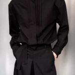 Men's Pleated Shoulder Padded Shirt