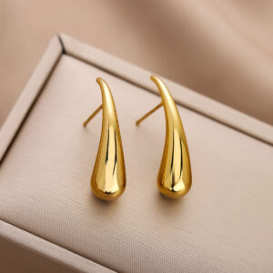 1 Pair Gold Light Luxury Earrings, European & American Style, 2024 New Trend, Simple & Mini Stud Earrings