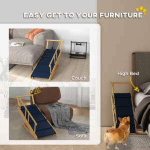 Adjustable Dog Ramp, Foldable Pet Ramp with Non Slip Surface for Bed and Sofa