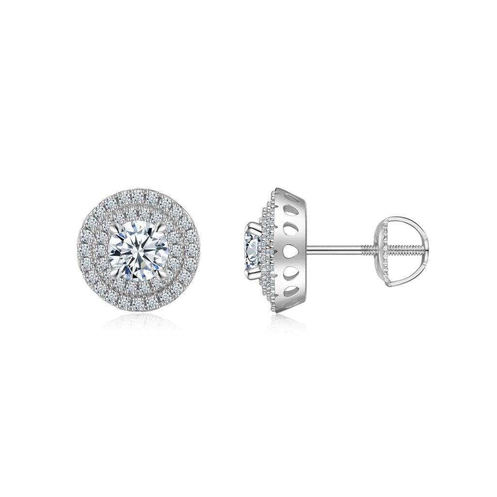 A Luxurious And Fashionable Minimalist Jewelry Earring Set Featuring A 0.5-carat Top-quality Morganite, Made Of S925 Silver Electroplated With Platinum.