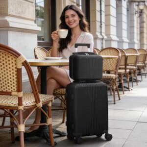 Non-TSA Customs Lock 2-in-1 PP Trolley Case, 12in/20in, PP, Black