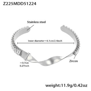 Stainless Steel Ultra-Shiny Full-Crystal Clip Bracelet