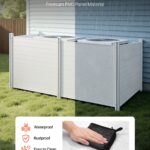 4 Panels Outdoor Privacy Screen, 50 X 50 In Air Conditioner Fence With 27.6 In Ground Stakes, Pool Equipment Enclosure, Horizontal Vinyl Privacy Fence, Ideal For Trash Can And A/C Units, White