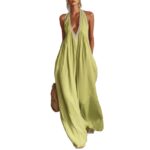 Casual And Comfortable Lace-trimmed Loose Linen Jumpsuit