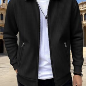New Solid-color Pocketed Zip-up Long-sleeve Jacket Coat