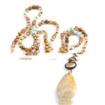 6mm Natural Stone Glass Knotted Necklace Sweater Chain