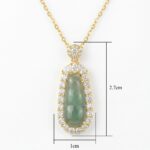 925 Sterling Silver Elegant Green Jadeite Pea Pod Pendant Necklace with Sparkling Gemstone Halo
