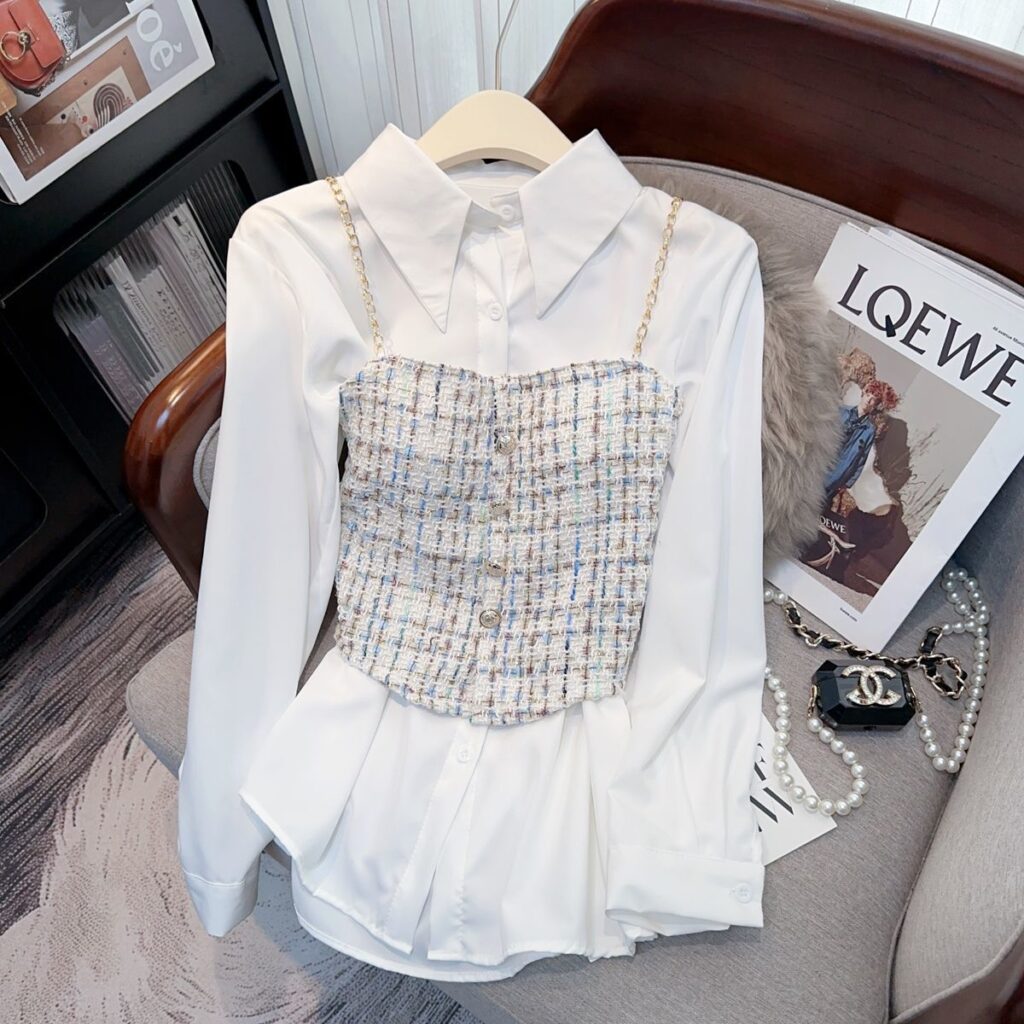 Designer-style Niche White Shirt Top Two-piece Set