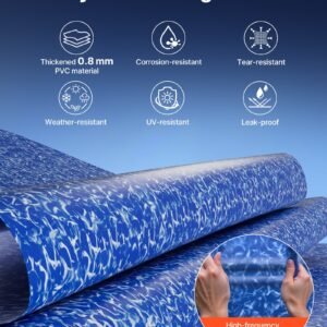 10ft Pool Liner, Round Overlap Swimming Pool Liner For 27.5 In Wall Height, Heavy Gauge Vinyl, Easy Install With Leak-Proof Patches, Designed For Steel Sided Above-Ground,Outdoor, Crystal