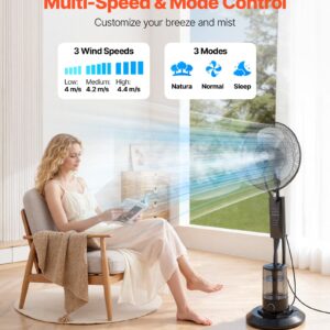 Misting Fan, 3 Wind Speeds Misting Standing Fan, Mister Cooling Fans With 0.79 Gal Water Tank, Remote & Panel Control, Water Cooling Fans For Indoor, Outdoor, Garage, Patio, Living Room, 3 Modes