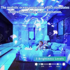 Kids Projector Night Light With Dual Projection Ocean Waves & Animals 7 Themes, 360 Rotation, USB Powered Multi Colour Ceiling Projector For Bedroom