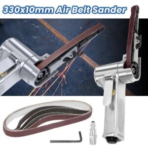 10mm Pneumatic Belt Sander, Lightweight Handheld Air Powered Grinder Polisher With 5 Sanding Belts