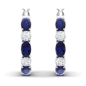European And American Style Sapphire Copper Earrings For Women
