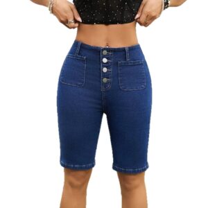 Casual Summer Button-Fly Stretch Denim Shorts