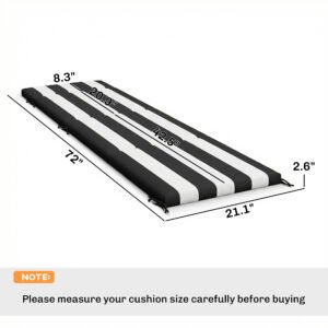 Outdoor Chaise Lounge Cushions Set of 2 with 6 Ties, High-Density Foam, for Patio and Poolside, Black and White