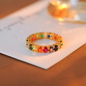 Niche Light-luxury Design With A High-end Feel Candy-colored Rainbow Ring