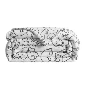 Mini Cats Pattern Flannel Throw Blanket Super Soft Fleece Blanket Animal Print Fluffy Plush Lightweight Cozy Blanket