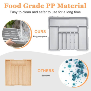 Adjustable 6-9 Compartment Kitchen Drawer Organiser For Large Capacity, Perfect Utensil Drawer Organiser, Cutlery Drawer Organiser, Cutlery Tray