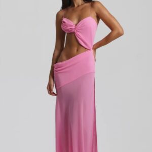 Solid-color Slim-fit Tube Top High-waist Maxi Dress