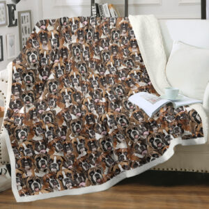 Boxer Blankets Super Soft Fuzzy Dogs Blanket For Kids Adults Cute Puppy Fleece Blanket Reversible Animal Brown Sherpa Throw Thick Lightweight Cozy Plush Blankets