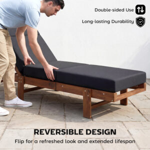 Chaise Lounge Cushion, 4″ Thick Outdoor Lounge Chair Cushion with Ties for Patio, 21″ x 72 ”, Gray