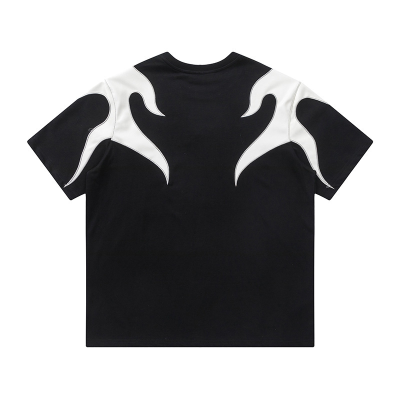 Men’s Digital Print Creative Contrasting Color Flame Short-Sleeve T-Shirt