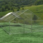 Large Metal Chicken Coop Walk-in Poultry Cage Hen Run House Rabbits Habitat Cage Spire Shaped Coop With Waterproof And Anti-Ultraviolet Cover 19.5L X 9.7'W X 6.4 H