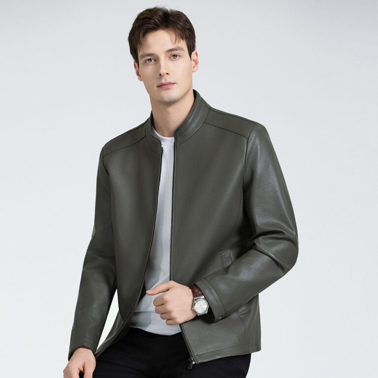 Versatile Men’s Lapel Leather Jacket