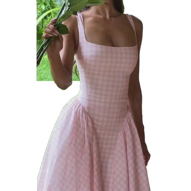 Elegant And Fashionable Printed French-style Slip Dress