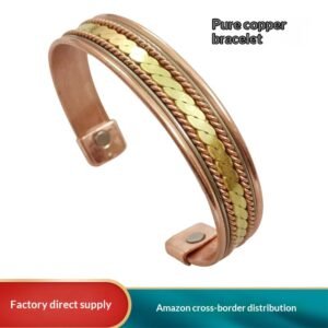 Woven Fried Dough Twists Simple Retro Women's Health Care Magnetic Electroplating Open Bracelet