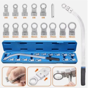Professional Grade 15-Piece Timing Belt & V-Belt Adjuster Tool Kit | Heavy-Duty Chrome Vanadium Steel | For Tight Spaces & DIY Auto Repair