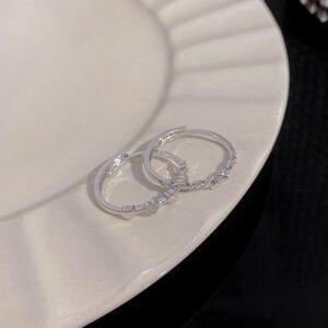 1PCS Ins Style Silver Zircon Ring For Women, Light Luxury Minimalist Design, Adjustable Open Band, Versatile Elegant Jewelry