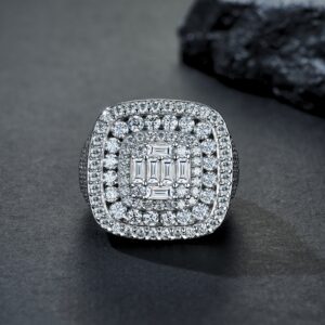 Engraved With Top-quality Moissanite, This Luxurious And Fashionable Minimalist Jewelry Set Features Exquisite Silver Accessories For Men. Made Of S925 Silver With Electroplated Platinum.