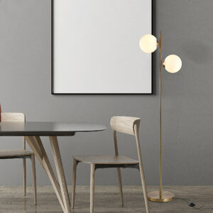 Floor Lamp w/ 2pcs Glass Lamp Shade Modern Portable Decorative Lamp, White