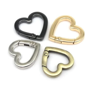 2pcs Spring Gate Heart Shape Ring Open Leather Bag Handbag Belt Strap Buckle Connecter Key Findings Pendant Snap Clip Trigger Hook