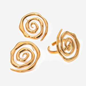 Uworld Spiral Open Ring Stainless Steel Geometric Exaggerated Adjustable Finger Charm Exclusive Women Man Jewelry Gift Fashion