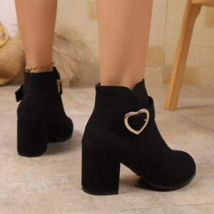 Plus-size British-style Square-toe High-heeled Versatile Womens Ankle Boots