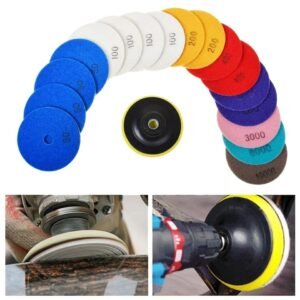 Diamond Abrasive Discs (Set Of 18) - 4" Wet/Dry Polishing Pads For Drills