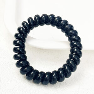 Black Telephone Cord Hair Tie For Women High Elasticity