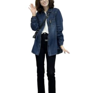Women's Loose-Fitting Layered Casual Padded Denim Shirt