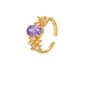 Niche Design Light Luxury Amethyst Zircon Open Ring